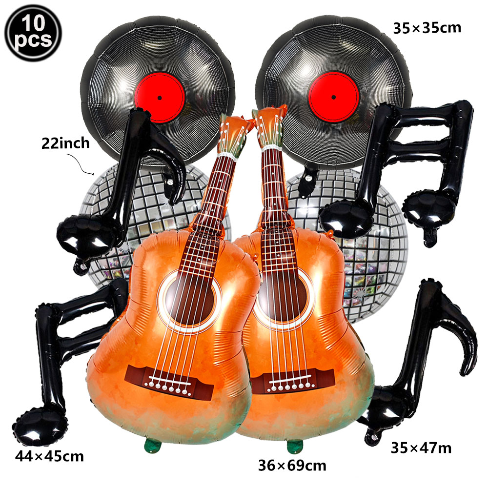 음악 테마 파티 풍선 세트 - 기타, 마이크, 붐박스, - Audio Music Notes 리뷰 및 가격