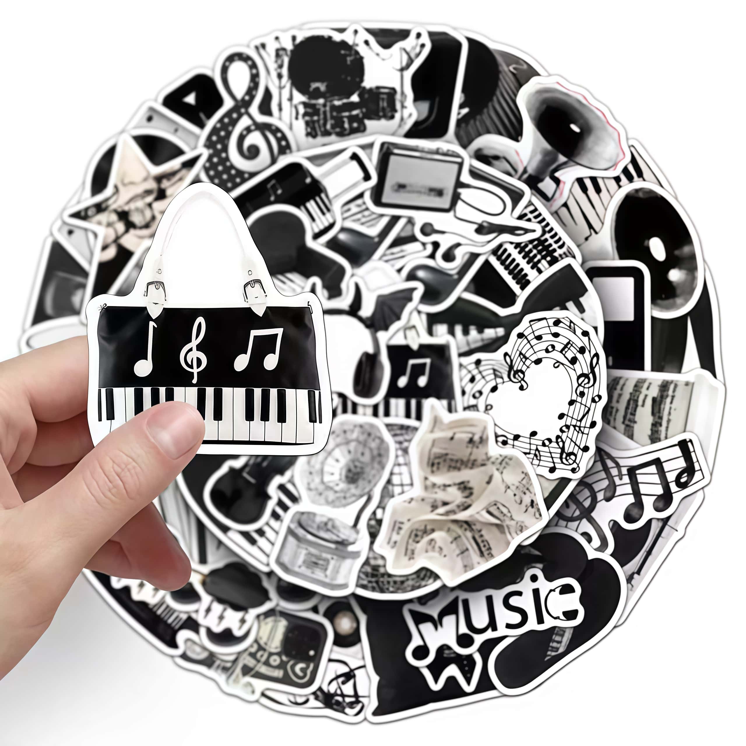 50Pcs 블랙 화이트 악기 스티커, 빈티지 비닐 기타 - Audio Music Notes 리뷰 및 가격