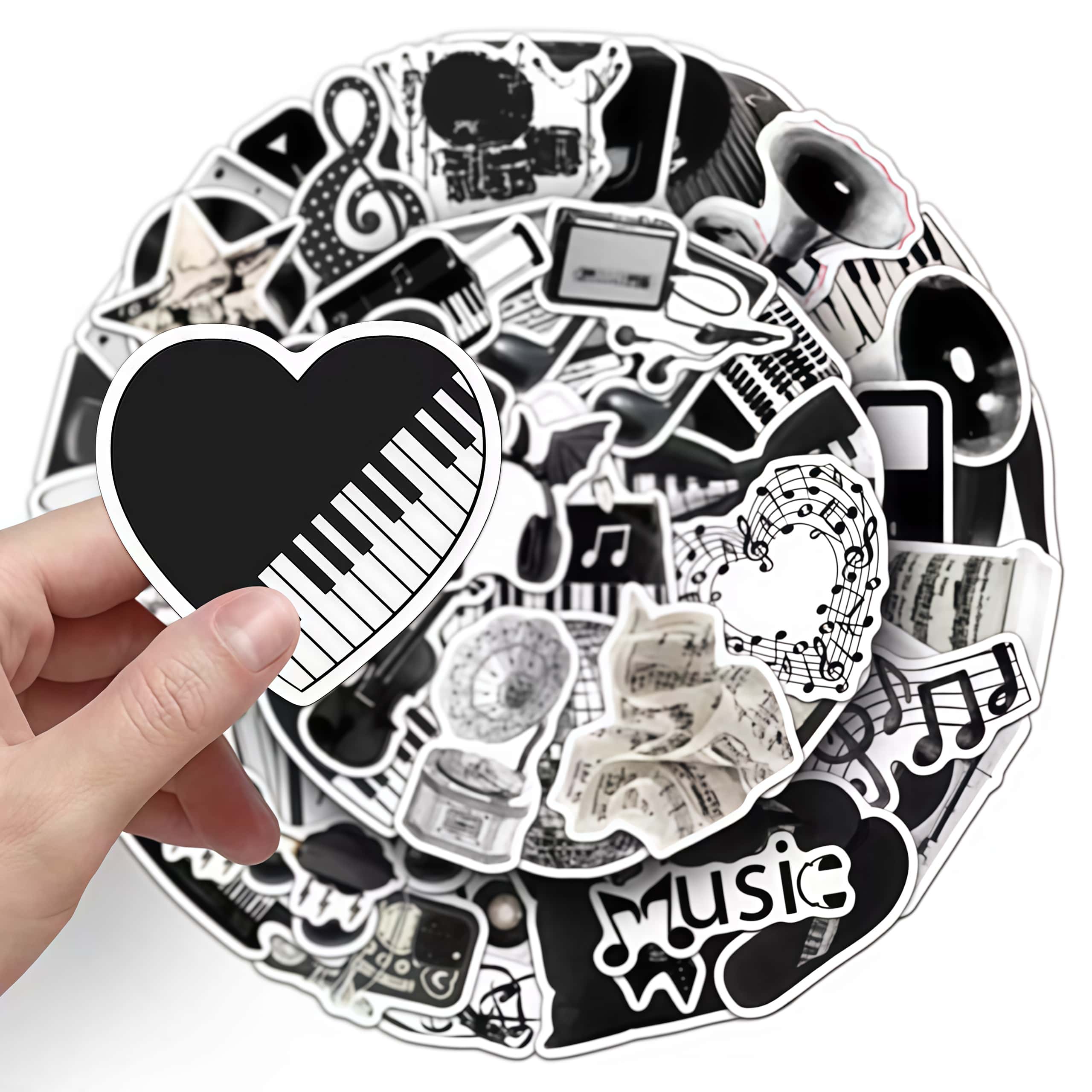 50Pcs 블랙 화이트 악기 스티커, 빈티지 비닐 기타 - Audio Music Notes 리뷰 및 가격